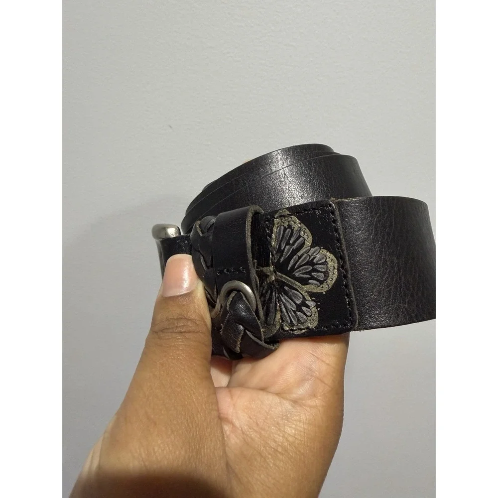 Womens Fossil Silver Buckle & Print Butterfly Print‎ Belt 42.5